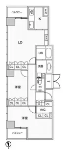 アステリオ北堀江ザ・メトロタワー【19階】の間取り