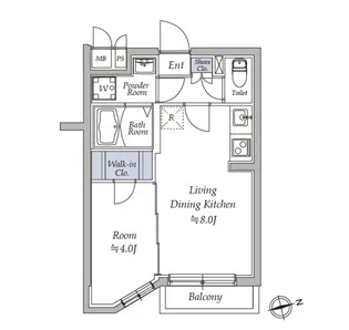 アトリオフラッツ奥沢【204号室】の間取り