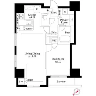 1LDKの間取り画像