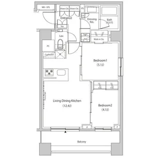 ザ・パークハビオ目黒プレイス【8階】の間取り