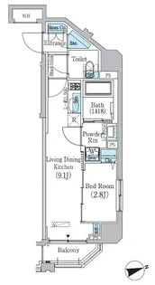 プライムブリス東中野駅前【8階】の間取り
