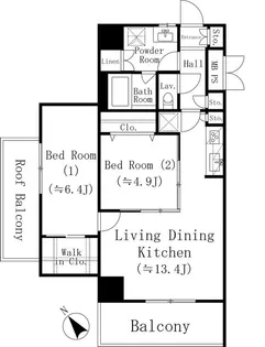 堀之内マンション【4階】の間取り