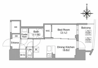 コンフォリア・リヴ大阪本町【7階】の間取り