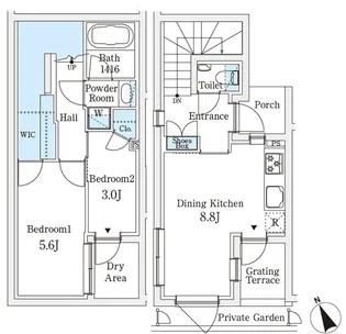 AGRATIO TERRACE 恵比寿(アグレシオ テラス 【1階】の間取り