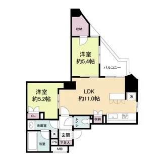 ラ・ヴィータ日本橋【7階】の間取り