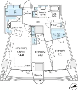パークコート神宮北参道ザタワー【18階】の間取り