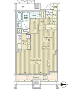 モメント汐留【22階】の間取り