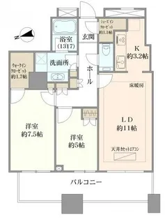 クレストプライムタワー芝【30階】の間取り