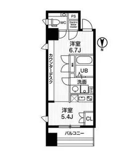 アーバンフラッツ瓦町【5階】の間取り