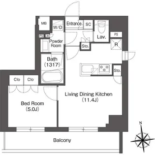 ミリアレジデンス蔵前【10階】の間取り
