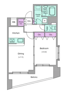 1LDKの間取り画像