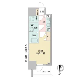 エスリードレジデンス大阪本町【607号室】の間取り