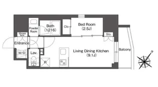 ミュプレ巣鴨駅前【6階】の間取り