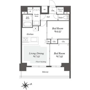 プレサンスブルーム浅草North【9階】の間取り