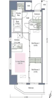 アーバネックス西本町【15階】の間取り