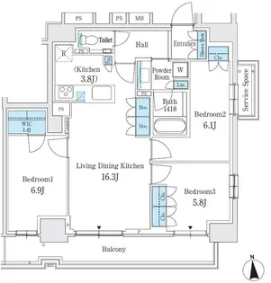 パークホームズ東陽町【10階】の間取り