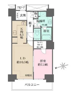 W Comfort Towers WEST【13階】の間取り