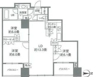 カスタリアタワー品川シーサイド【14階】の間取り