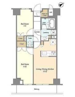 市谷台町坂フロント【10階】の間取り