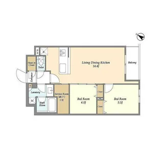 アジュールテラス目黒祐天寺【4階】の間取り