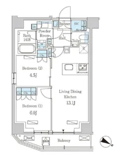 パークアクシス赤坂山王【13階】の間取り