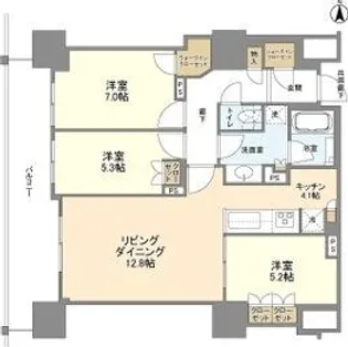 ローレルタワー御堂筋本町【25階】の間取り