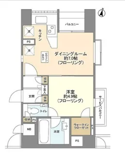 サンウッド赤坂フラッツ【7階】の間取り