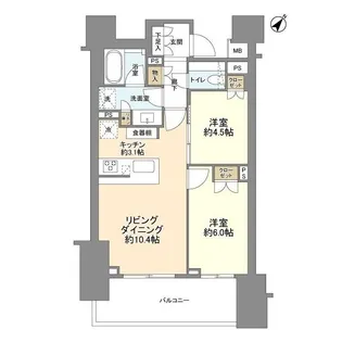 ザ・パークハウス赤坂レジデンス【6階】の間取り