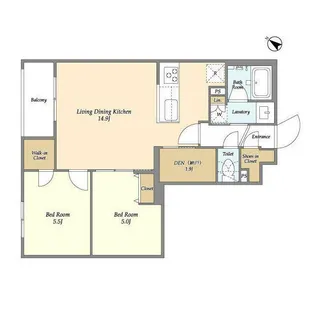 アジュールテラス目黒祐天寺【2階】の間取り