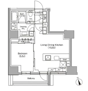 ザ・パークハビオ飯田橋プレイス【8階】の間取り