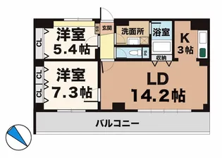 ルームズ学園北町【409号室】の間取り
