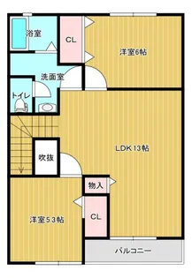 ラ・ポールメゾン北野A【202号室】の間取り