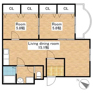 グランドハーティス2号館【103号室】の間取り