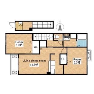 滋賀県長浜市南田附町【アパート】の間取り