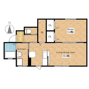 滋賀県長浜市八幡中山町【アパート】の間取り