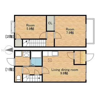 滋賀県長浜市小堀町【テラスハウス】の間取り