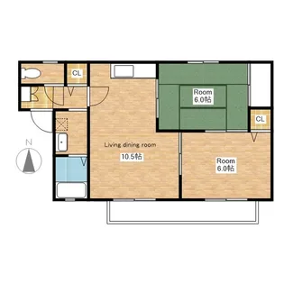 滋賀県長浜市八幡東町【アパート】の間取り