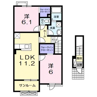 グランツオーベル木之本Ⅰ【2階】の間取り