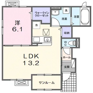 フローラ長浜【1階】の間取り