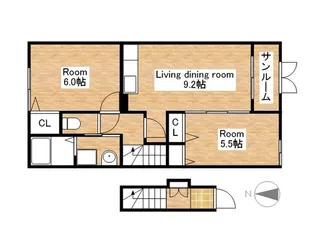 滋賀県米原市宇賀野【アパート】の間取り