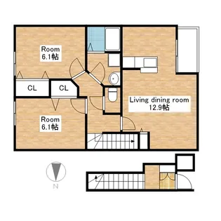 滋賀県長浜市八幡中山町【アパート】の間取り