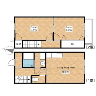 滋賀県長浜市八幡中山町【テラスハウス】の間取り