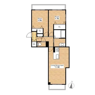 滋賀県長浜市八幡中山町【マンション】の間取り