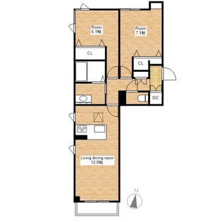 滋賀県長浜市八幡中山町【マンション】の間取り