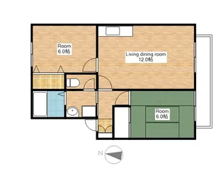 フレンドリーⅠ・Ⅱ【203号室】の間取り