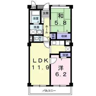 ロジュマン コシノハラ【3階】の間取り