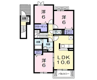 カーサ・デルソーレⅢ【2階】の間取り