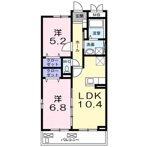カトル アンソレイエ【2階】の間取り
