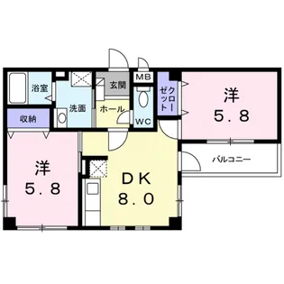 カーサ・ソレアード【2階】の間取り