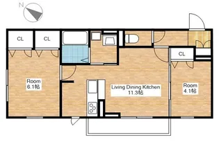 滋賀県近江八幡市鷹飼町北3丁目【アパート】の間取り
